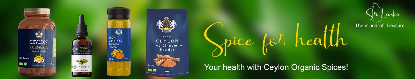 Ceylon herbs and coconut products banner